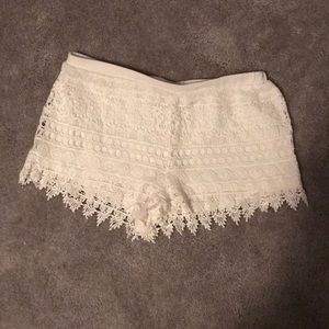 White crochet stretchy  shorts